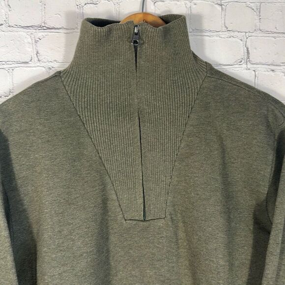 Stetson Country Western Quarter Zip Green Sweater Elbow Pads size L Large - Picture 3 of 9